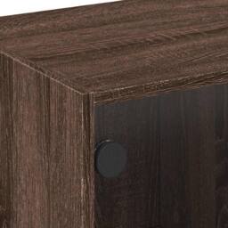 Berkfield Home Coffee Table with Glass Doors Brown Oak 68x50x42 cm - Size: 68 x 50 x 42 cm - thumbnail 9