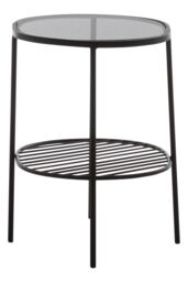 Orsina 2-Tier Side Table, Black Side Table for Living Room, Layered Black Side Table, Glass Top Modern Side Table