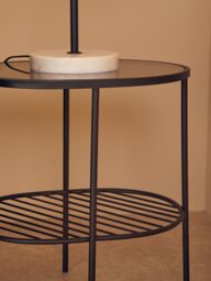 Orsina 2-Tier Side Table, Black Side Table for Living Room, Layered Black Side Table, Glass Top Modern Side Table - thumbnail 2