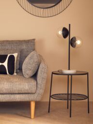 Orsina 2-Tier Side Table, Black Side Table for Living Room, Layered Black Side Table, Glass Top Modern Side Table - thumbnail 3