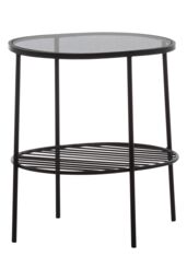 Orsina 2-Tier Side Table, Black Side Table for Living Room, Layered Black Side Table, Glass Top Modern Side Table - thumbnail 4
