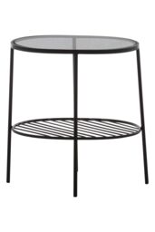 Orsina 2-Tier Side Table, Black Side Table for Living Room, Layered Black Side Table, Glass Top Modern Side Table - thumbnail 5