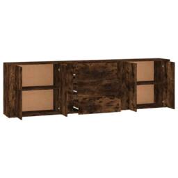 Berkfield Home Sideboards 3 pcs Smoked Oak Engineered Wood in Brown - thumbnail 5