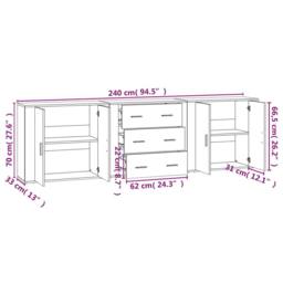 Berkfield Home Sideboards 3 pcs Smoked Oak Engineered Wood in Brown - thumbnail 9