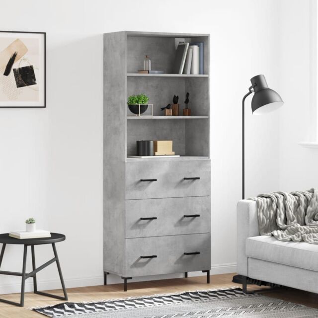 Berkfield Home Highboard Concrete Grey 69.5x34x180 cm Engineered Wood - image 1