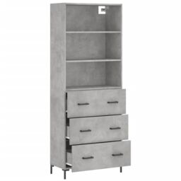 Berkfield Home Highboard Concrete Grey 69.5x34x180 cm Engineered Wood - thumbnail 4