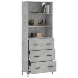 Berkfield Home Highboard Concrete Grey 69.5x34x180 cm Engineered Wood - thumbnail 3