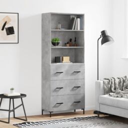 Berkfield Home Highboard Concrete Grey 69.5x34x180 cm Engineered Wood - thumbnail 1
