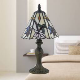 First Choice Lighting Set of 2 Chichester - Tiffany Coloured Glass 36cm Table Lamps in Bronze - thumbnail 6