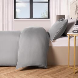 OHS Piped Edge Bedding Set Soft Duvet Cover with Pillowcase in Charcoal - Size: King - thumbnail 5