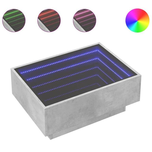 Berkfield Home Coffee Table with LED Concrete Grey 70x50x30 cm Engineered Wood - Size: 70 x 50 x 30 cm - image 1