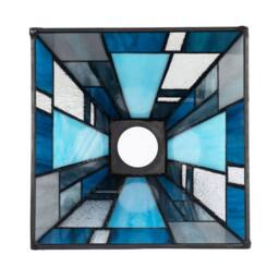 Happy Homewares Art Deco Tiffany Pendant Lighting Shade with Pale & Navy Blue Panels - thumbnail 4