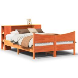 Berkfield Home Bed Frame without Mattress Wax Brown 140x190 cm Solid Wood Pine - thumbnail 2