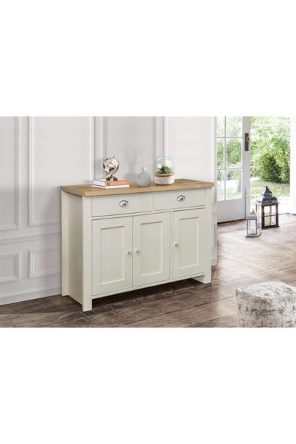 Birlea Sideboard Cream & Oak Highgate 3 Door 2 Drawer Navy Farmhouse Shabby Chic - image 1