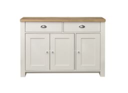 Birlea Sideboard Cream & Oak Highgate 3 Door 2 Drawer Navy Farmhouse Shabby Chic - thumbnail 3