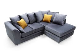 Abakus Direct Chicago Spill-Proof Velvet Right Hand Facing Corner Sofa in Dark Grey - thumbnail 4