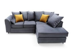 Abakus Direct Chicago Spill-Proof Velvet Right Hand Facing Corner Sofa in Dark Grey - thumbnail 5