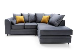 Abakus Direct Chicago Spill-Proof Velvet Right Hand Facing Corner Sofa in Dark Grey - thumbnail 2