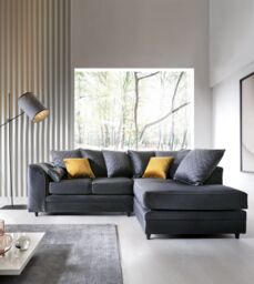 Abakus Direct Chicago Spill-Proof Velvet Right Hand Facing Corner Sofa in Dark Grey - thumbnail 1