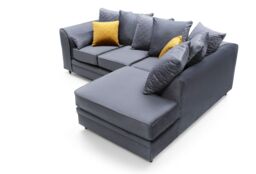 Abakus Direct Chicago Spill-Proof Velvet Right Hand Facing Corner Sofa in Dark Grey - thumbnail 6