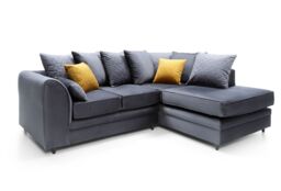 Abakus Direct Chicago Spill-Proof Velvet Right Hand Facing Corner Sofa in Dark Grey - thumbnail 3