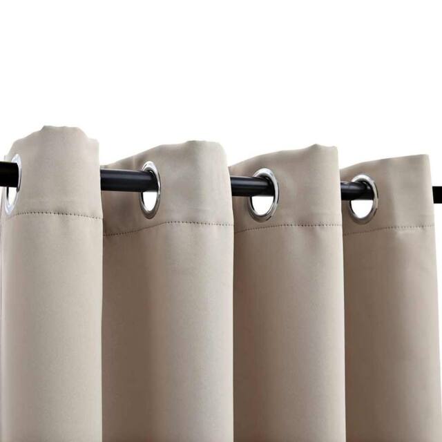Berkfield Home Elegant Blackout Curtains with Metal Rings 2 pcs Beige 140x225 cm - image 1