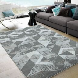 The Rug Shop UK Silver Modern Easy to clean Machine Made Geometric Area Rug - Size: 200 cm x 290 cm