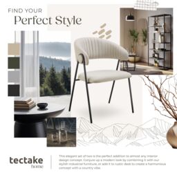 tectake Dining Chair Bedano Set Of 2 - Greige in Beige - Size: 2 Pack - thumbnail 8