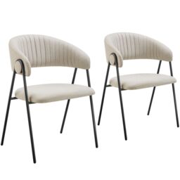 tectake Dining Chair Bedano Set Of 2 - Greige in Beige - Size: 2 Pack