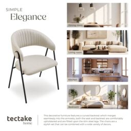 tectake Dining Chair Bedano Set Of 2 - Greige in Beige - Size: 2 Pack - thumbnail 7