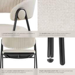 tectake Dining Chair Bedano Set Of 2 - Greige in Beige - Size: 2 Pack - thumbnail 4