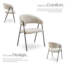 tectake Dining Chair Bedano Set Of 2 - Greige in Beige - Size: 2 Pack - thumbnail 5