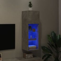Berkfield Home TV Cabinet with LED Lights Concrete Grey 30.5x30x90 cm - thumbnail 5