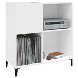 Berkfield Home Record Cabinet White 84.5x38x89 cm Engineered Wood - thumbnail 4