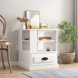 Berkfield Home Side Table White 50x50x60 cm Engineered Wood - Size: 50 x 50 x 60 cm - thumbnail 1