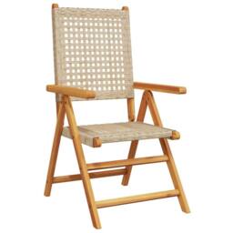 Berkfield Home Garden Chairs 2 pcs Beige Solid Wood Acacia & Poly Rattan - thumbnail 4