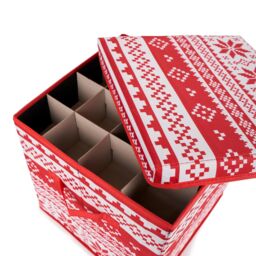 OHS Christmas Bauble Storage Box Festive Decoration Organiser 64 Slots in Red - thumbnail 6