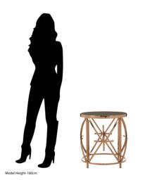 Orsina Round Star Base Side Table, Rose Gold Stainless Steel Frame, Black Tempered Glass Top, Accent Table - thumbnail 3