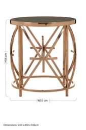 Orsina Round Star Base Side Table, Rose Gold Stainless Steel Frame, Black Tempered Glass Top, Accent Table - thumbnail 2