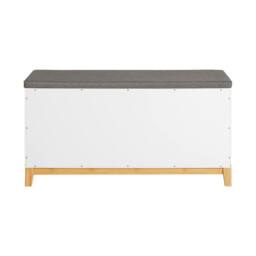 SoBuy Entrance Storage Bench - Padded Seat & Dual Doors - Modern in White - Size: 90 cm x 35 cm - thumbnail 4