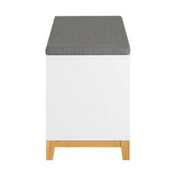 SoBuy Entrance Storage Bench - Padded Seat & Dual Doors - Modern in White - Size: 90 cm x 35 cm - thumbnail 5