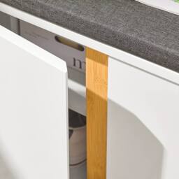 SoBuy Entrance Storage Bench - Padded Seat & Dual Doors - Modern in White - Size: 90 cm x 35 cm - thumbnail 8