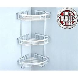Nordara 3Tier 100% Rust‑Free Stainless Steel Shower Caddy Wall Mount in Silver - thumbnail 3