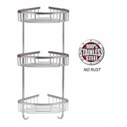 Nordara 3Tier 100% Rust‑Free Stainless Steel Shower Caddy Wall Mount in Silver