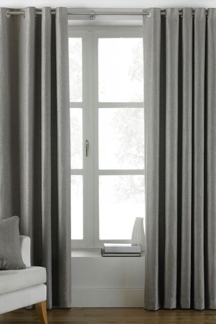 Paoletti Atlantic Twill Woven Eyelet Curtains in Grey - Size: 229 cm width x 183 cm drop - image 1