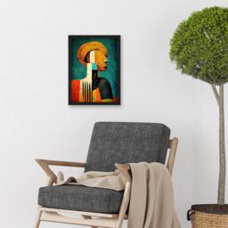 Artery8 Modern African Abstract Gold & Bold Artwork Framed Wall Art Print A4 in Black - thumbnail 2