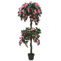 Berkfield Home Artificial Rhododendron Plant with Pot 155 cm Green & Pink - thumbnail 2