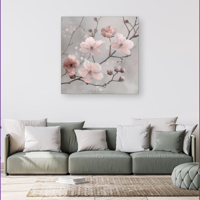 Warren Reed - Designer Delicate Spring Blossom Canvas - Size: w40 inch x h40 inch - image 1