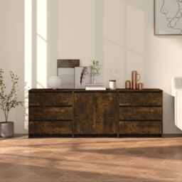 Berkfield Home 3 Piece Sideboard Smoked Oak Engineered Wood in Brown