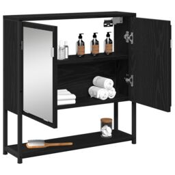 Berkfield Home Bathroom Mirror Cabinet Black Oak 60x16x60 cm Engineered Wood - Size: 60 x 16 x 60 cm - thumbnail 3